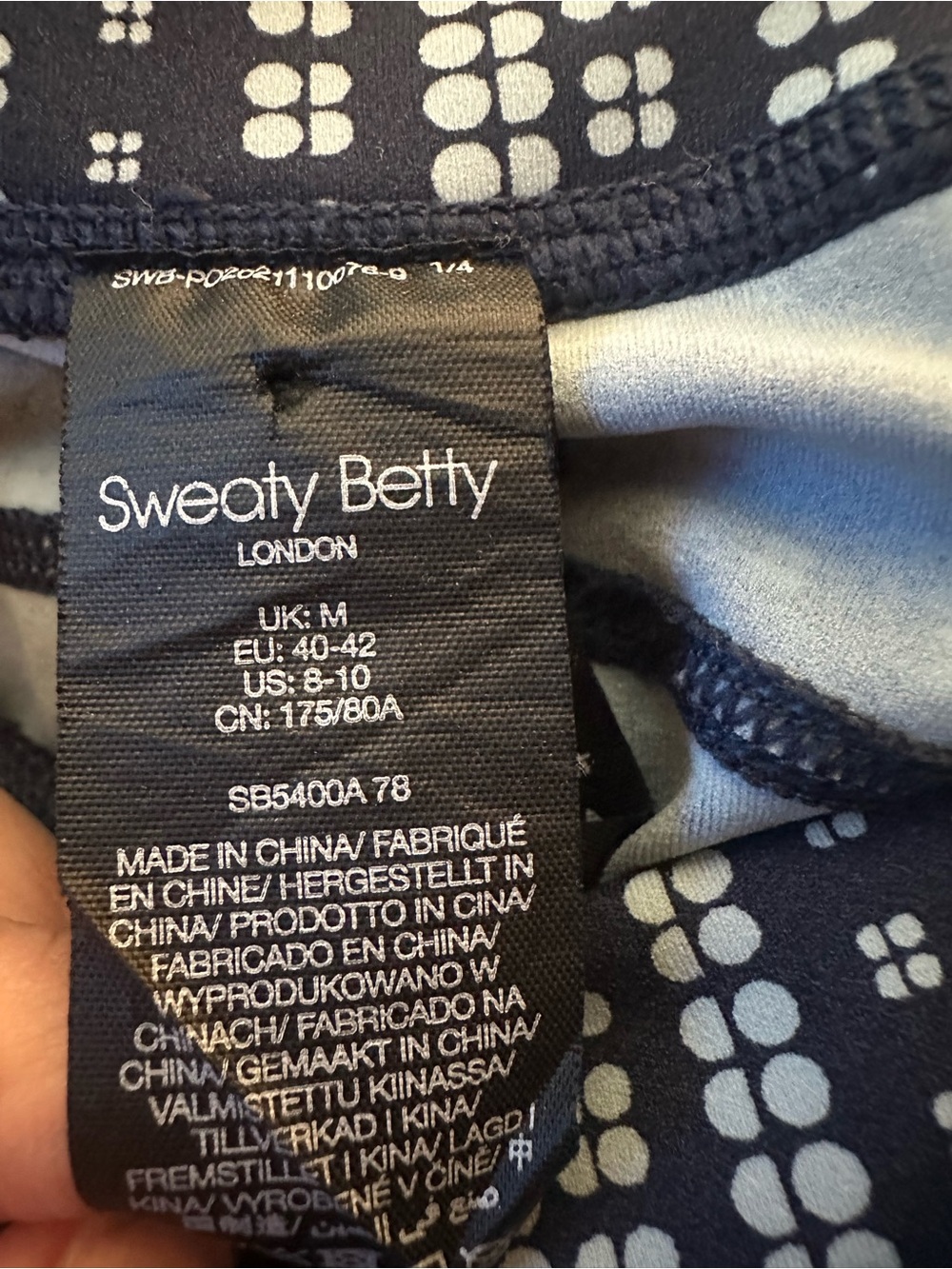 Sweaty Betty Blue SB Fade Print Power 7/8 Workout Leggings size 8-10 - Picture 4 of 10